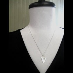 Sterling Silver Lowercase Letter 'v' Initital Charm - Luxe Design Jewellery