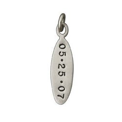 Sterling Silver Medium Oval Personalized Date Charm - Luxe Design Jewellery