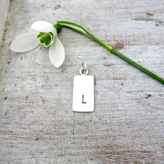 Sterling Silver Medium Rectangle Initial Charm - Luxe Design Jewellery