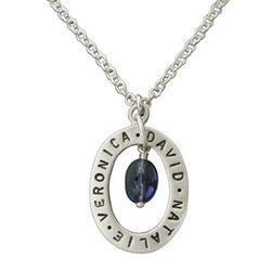 Sterling Silver Oval Clockwise Personalized Names Necklace - Luxe Design Jewellery