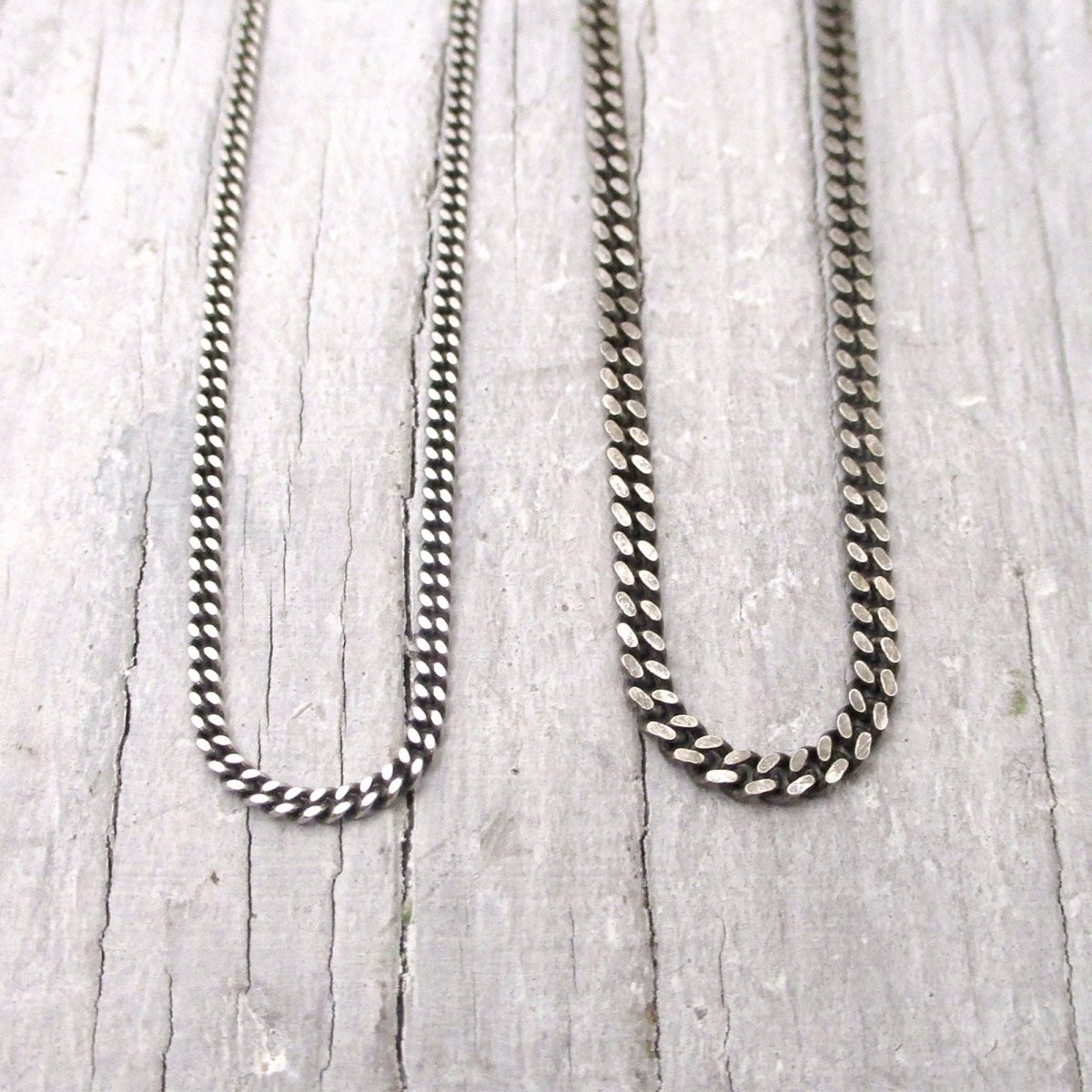 Sterling Silver Oxidized Curb Chain, 18