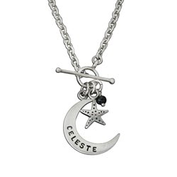 Sterling Silver Personalized Crescent Moon Charm - LARGE Font - Luxe Design Jewellery