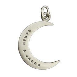 Sterling Silver Personalized Crescent Moon Charm - SMALL Font - Luxe Design Jewellery