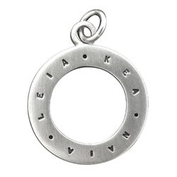 Sterling Silver Personalized Open Circle Charm in Small Font - Luxe Design Jewellery