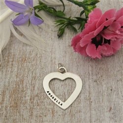 Sterling Silver Personalized Open Heart Charm - Luxe Design Jewellery