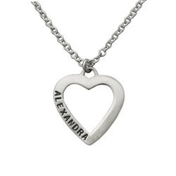 Sterling Silver Personalized Open Heart Name Necklace - Luxe Design Jewellery