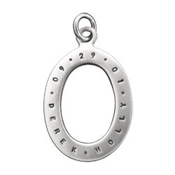 Sterling Silver Personalized Open Oval Charm in Small Font - Luxe Design Jewellery