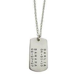 Sterling Silver Personalized Silver Dog Tag on Long Chain Necklace - Luxe Design Jewellery