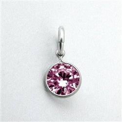 Sterling Silver Sparkle Birthstone Charm in Pink Tourmaline - Luxe Design Jewellery