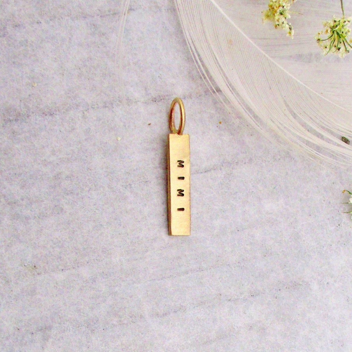 Tiny 14 Karat Gold Rectangle Tag Charm - Luxe Design Jewellery