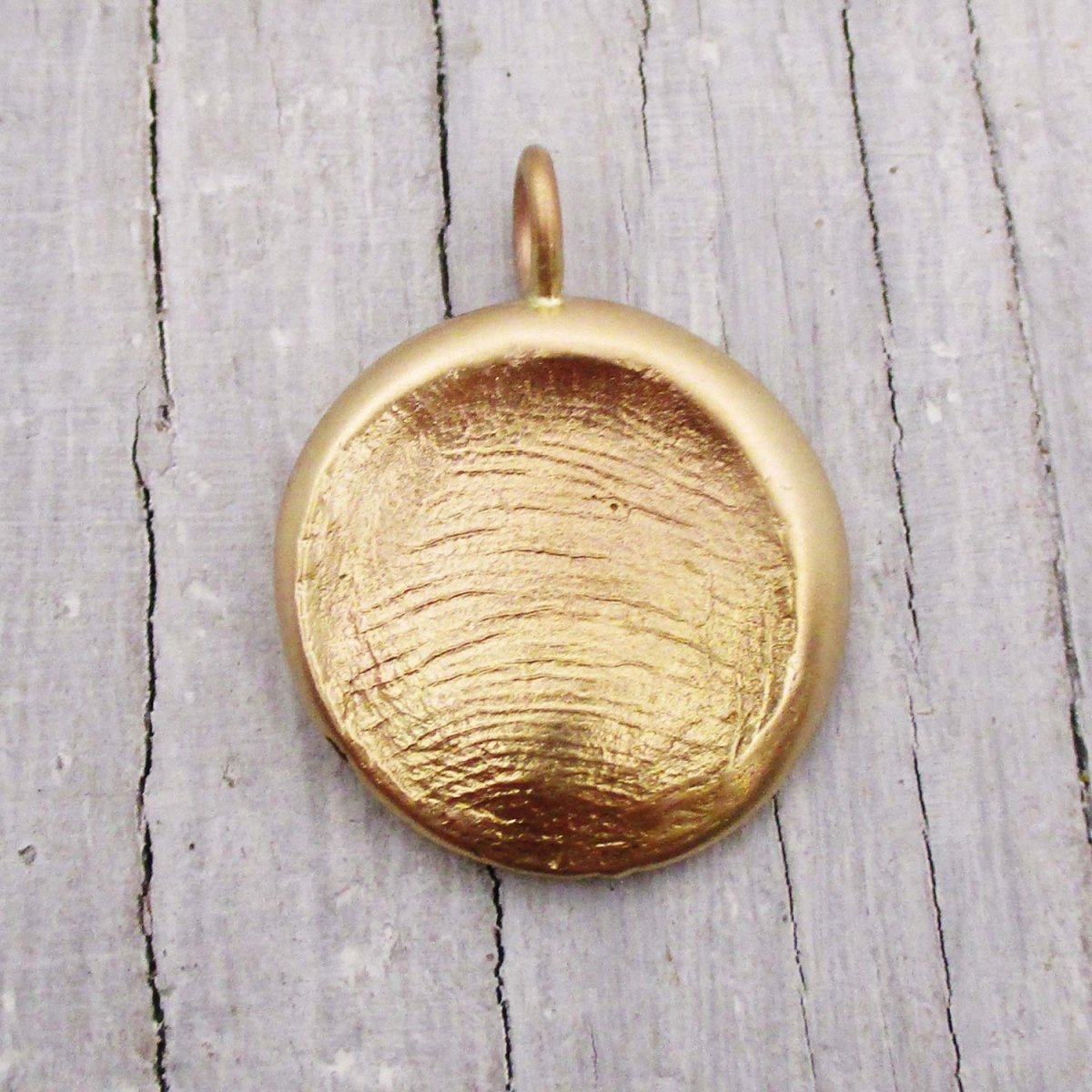 Two Person Double Sided Solid 14 Karat Gold Fingerprint Impression Pendant