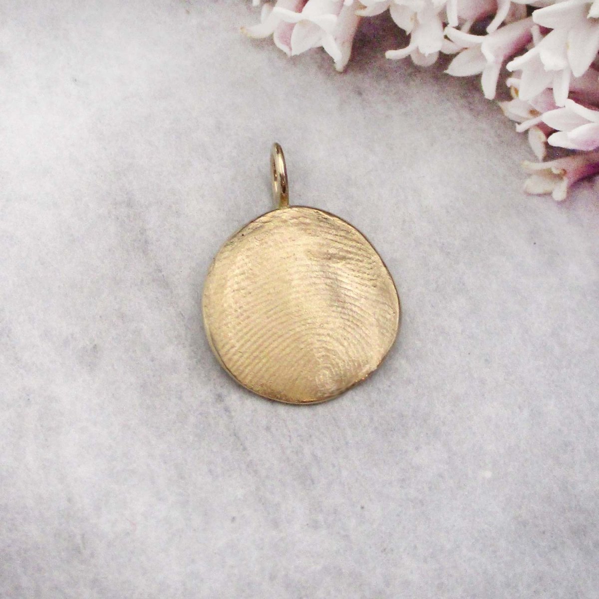 Two Person Double Sided Solid 14 Karat Gold Fingerprint Impression Pendant