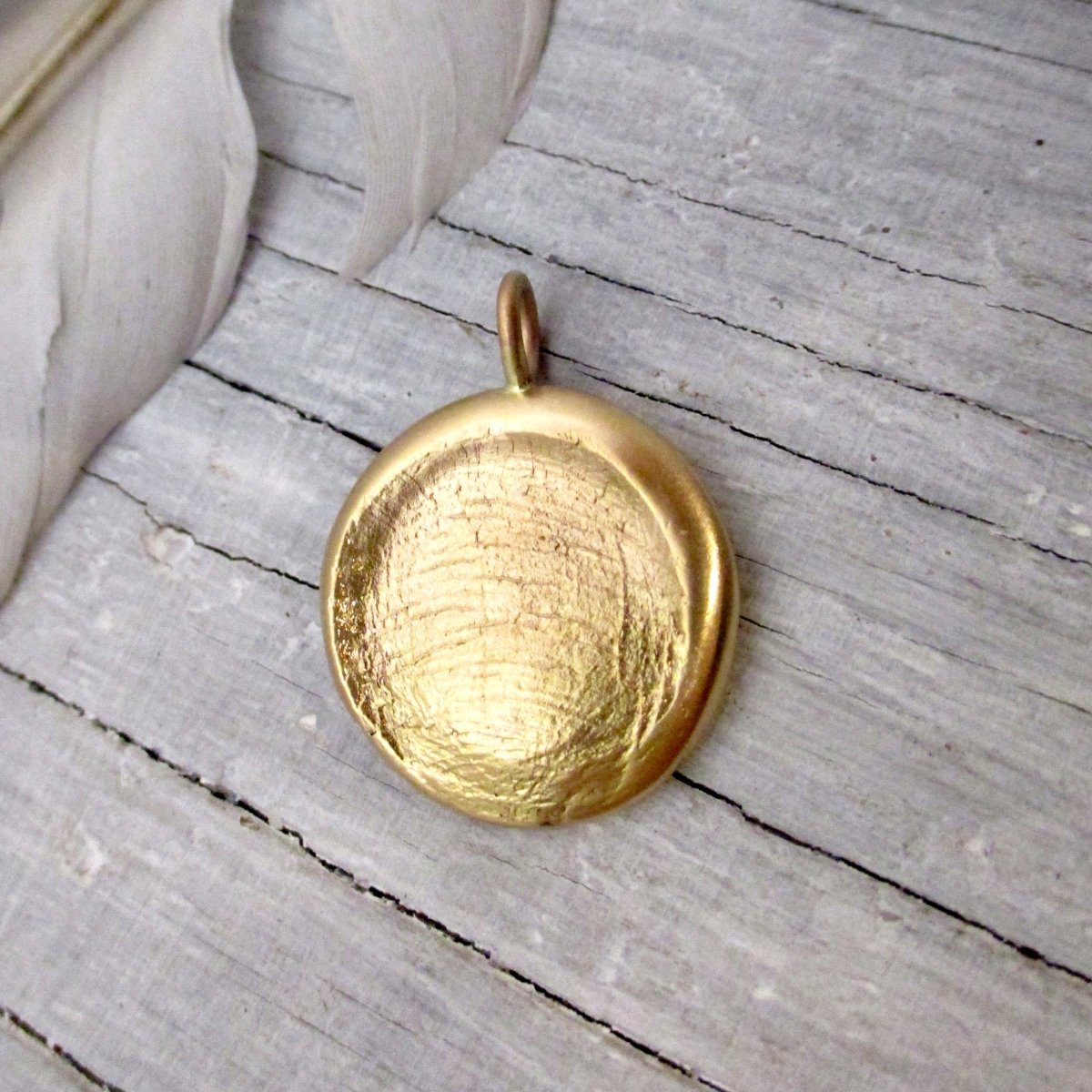 Two Person Double Sided Solid 14 Karat Gold Fingerprint Impression Pendant