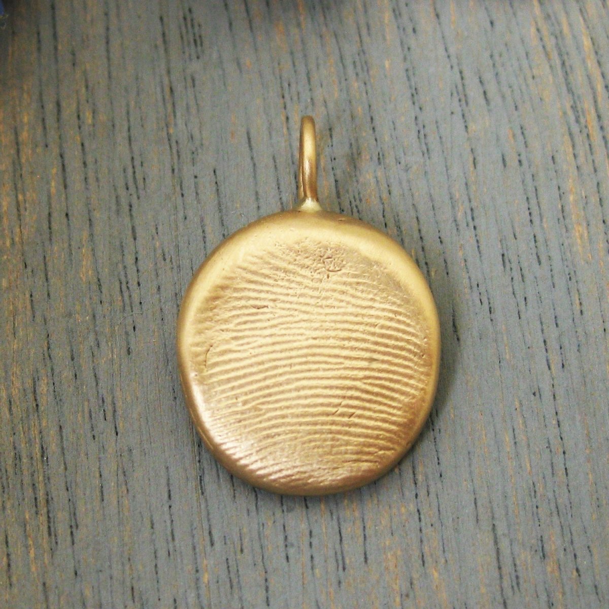 Two Person Double Sided Solid 14 Karat Gold Fingerprint Impression Pendant