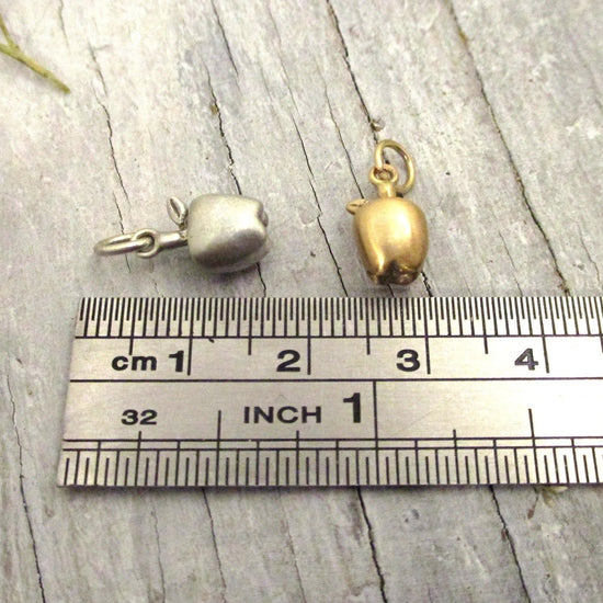Whole Apple Charm in Solid Sterling Silver - Luxe Design Jewellery
