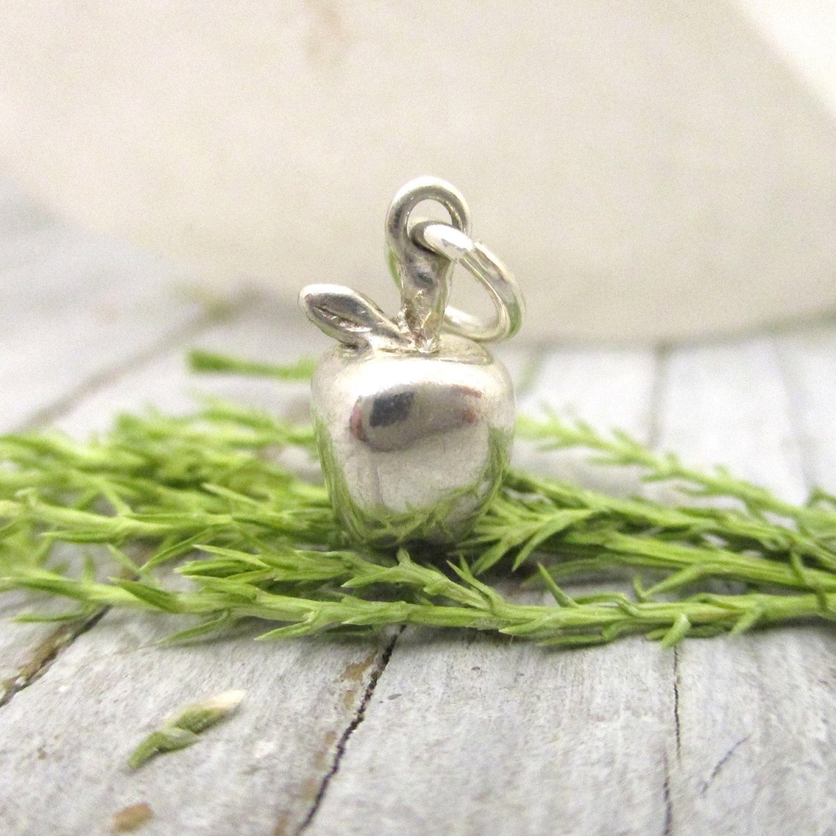 Whole Apple Charm in Solid Sterling Silver - Luxe Design Jewellery