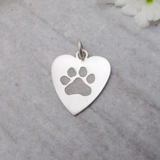 Your Dog or Cat's Own Paw Print Heart in Sterling - Luxe Design Jewellery