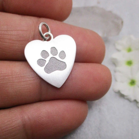 Your Dog or Cat's Own Paw Print Heart in Sterling - Luxe Design Jewellery