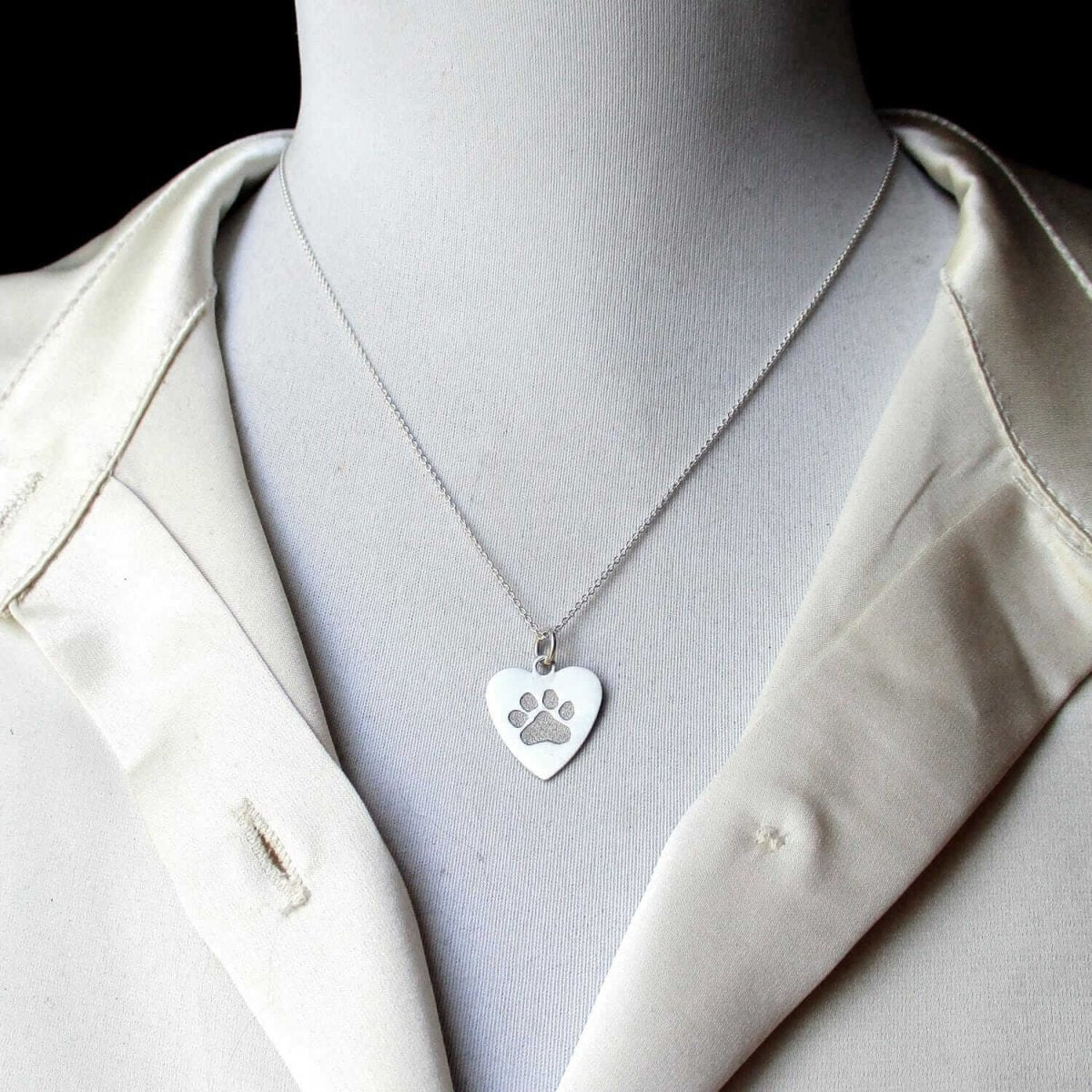 Your Dog or Cat's Own Paw Print Heart in Sterling - Luxe Design Jewellery