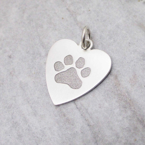 Your Dog or Cat's Own Paw Print Heart in Sterling - Luxe Design Jewellery