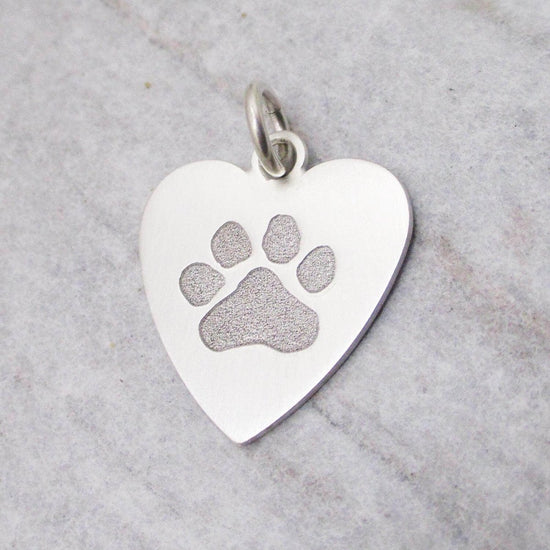 Your Dog or Cat's Own Paw Print Heart in Sterling - Luxe Design Jewellery