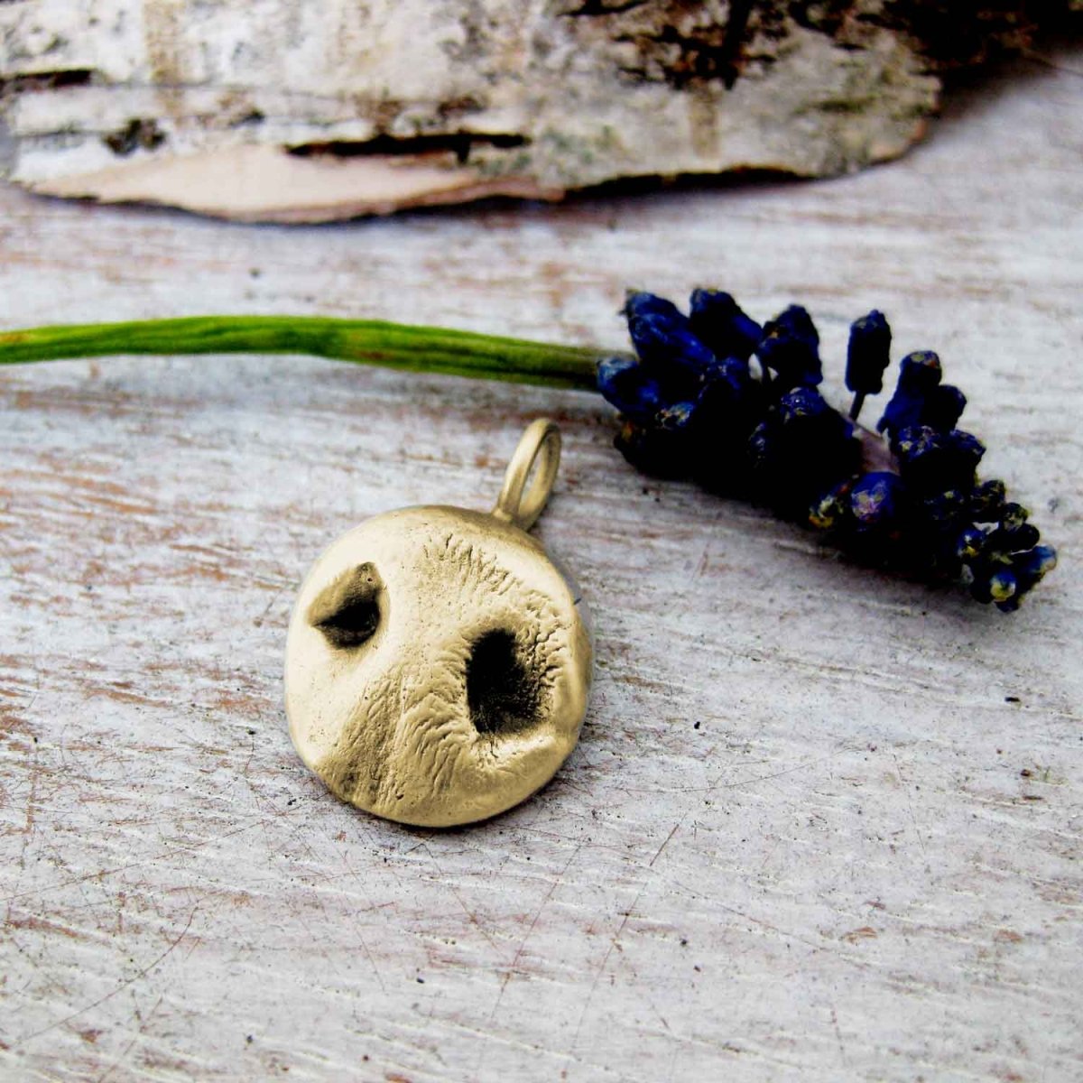 Your Dog's Nose Impression 14 Karat Solid Gold Oval Pendant Custom