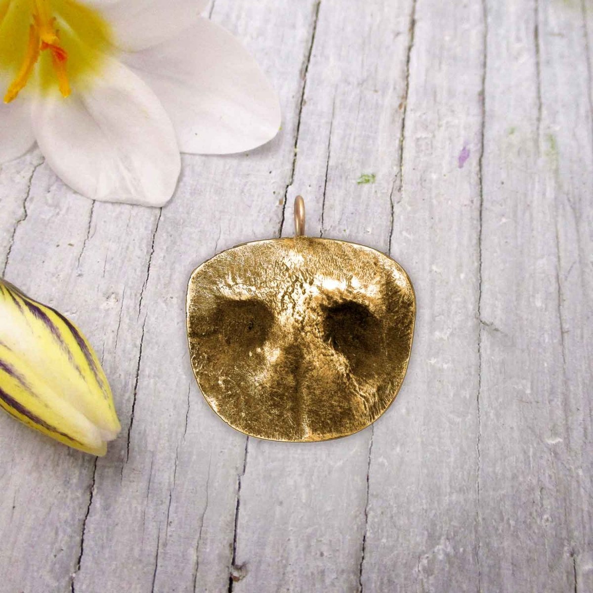Your Dog's Nose Impression 14 Karat Solid Gold Oval Pendant Custom