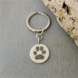 Your Dog's or Cat's Actual Paw Print Key Ring 18mm - Luxe Design Jewellery