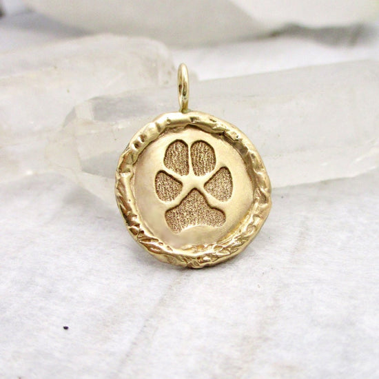 Your Dog's or Cat's Paw Print 16mm Edged Charm in Solid Gold - Luxe Design Jewellery