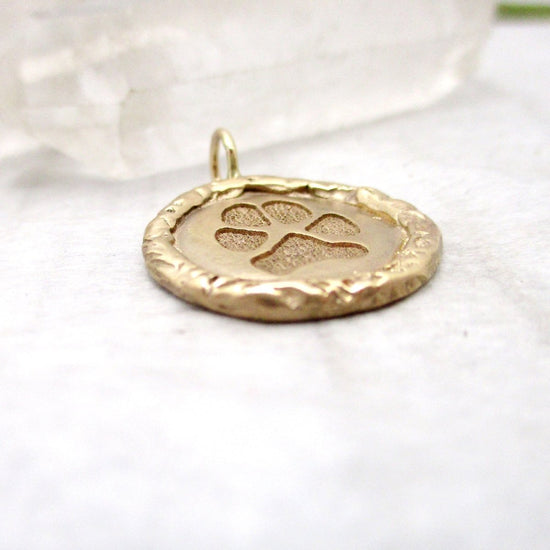 Your Dog's or Cat's Paw Print 16mm Edged Charm in Solid Gold - Luxe Design Jewellery