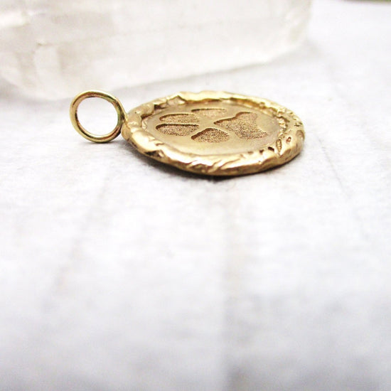 Your Dog's or Cat's Paw Print 16mm Edged Charm in Solid Gold - Luxe Design Jewellery