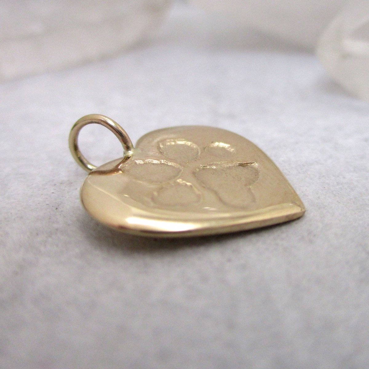 Your Dog's or Cat's Paw Print Heart in Solid 14 Karat Gold. Email us your print! - Luxe Design Jewellery