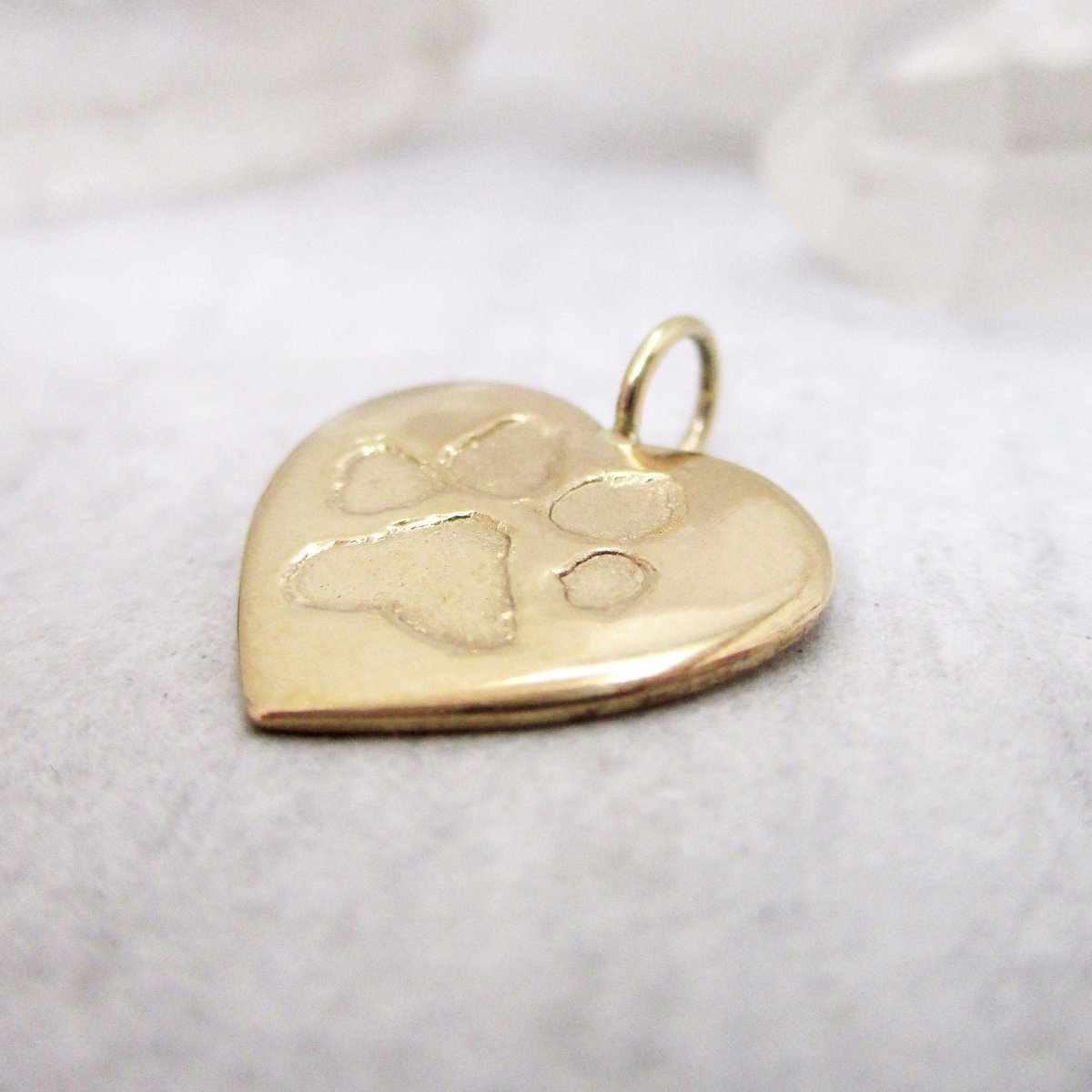 Your Dog's or Cat's Paw Print Heart in Solid 14 Karat Gold. Email us your print! - Luxe Design Jewellery