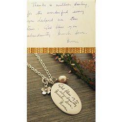 Your Handwriting on a Silver Oval Pendant - Luxe Design Jewellery