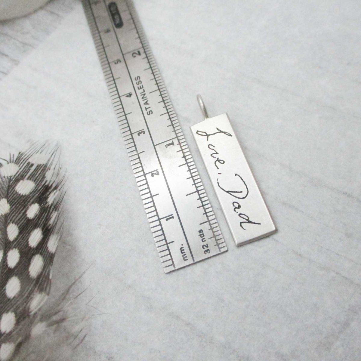 Your Handwriting on a Silver Wide Rectangle Pendant