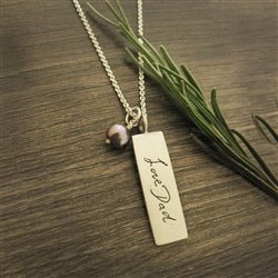 Your Handwriting Silver Wide Rectangle Necklace - Luxe Design Jewellery
