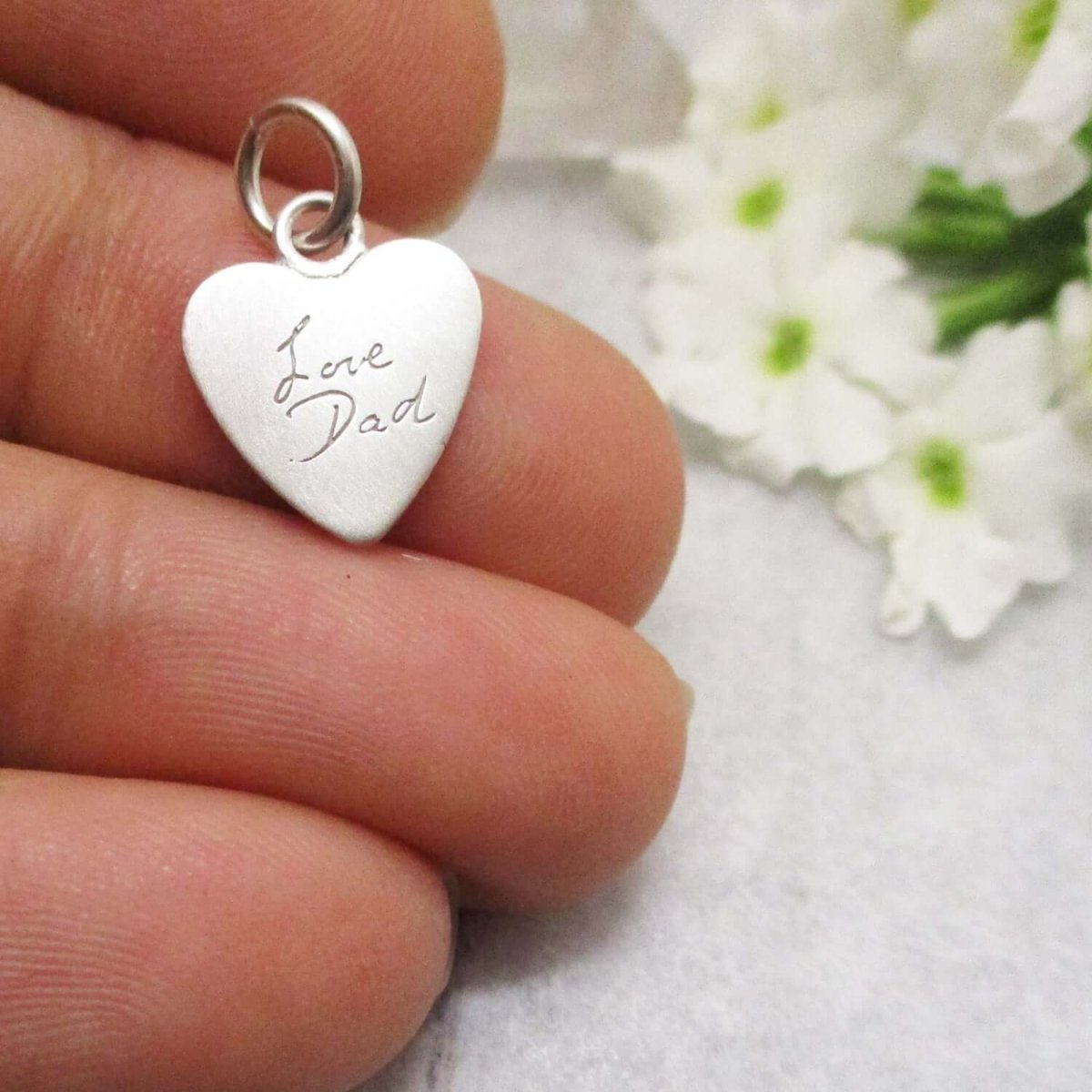 Your Own Handwriting on a Small Heart Pendant in Sterling - Email your image - Luxe Design Jewellery