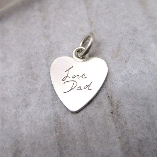 Your Own Handwriting on a Small Heart Pendant in Sterling - Email your image - Luxe Design Jewellery