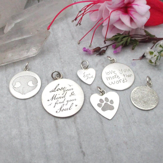 Your Own Handwriting on a Small Heart Pendant in Sterling - Email your image - Luxe Design Jewellery