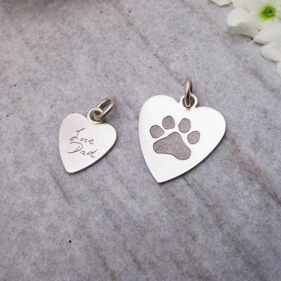 Your Own Handwriting on a Small Heart Pendant in Sterling - Email your image - Luxe Design Jewellery