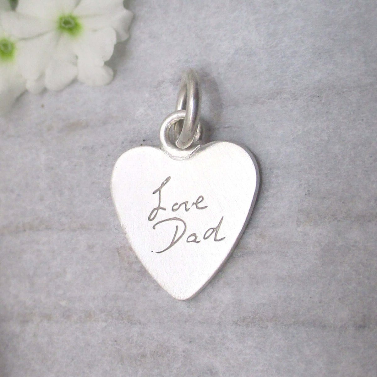 Your Own Handwriting on a Small Heart Pendant in Sterling - Email your image - Luxe Design Jewellery