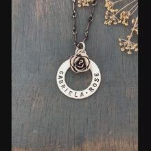 Load and play video in Gallery viewer, Vintage Rose and Name Necklace in Silver
