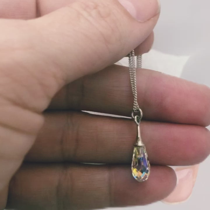 Load and play video in Gallery viewer, Genuine Blue Crystal Briolette Sterling Silver Charm

