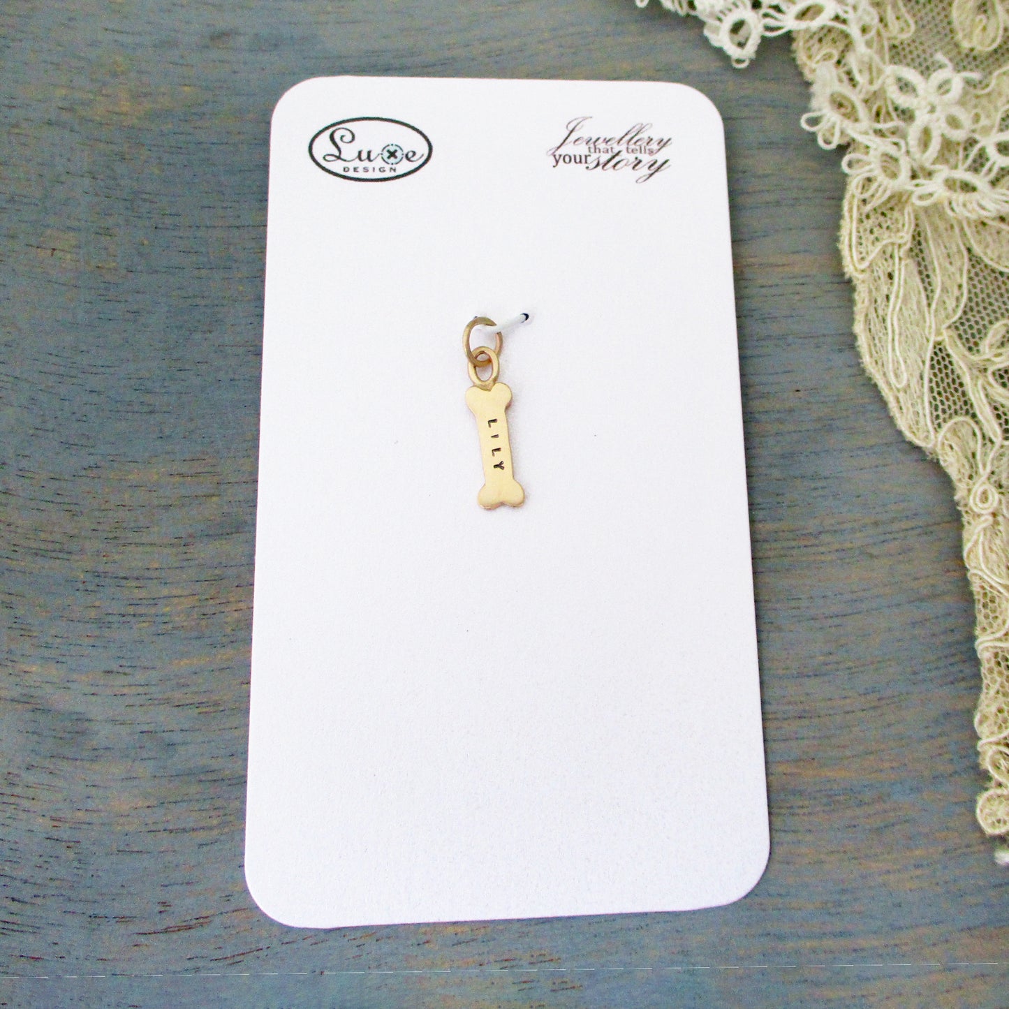 Load image into Gallery viewer, 14 Karat Gold Personalized Dog Bone Charm - Luxe Design Jewellery
