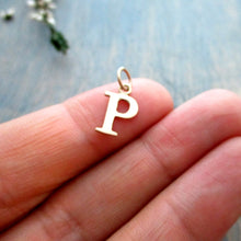 Load image into Gallery viewer, Capital Letter P Initial Charm in 14K Yellow, Rose or White Gold
