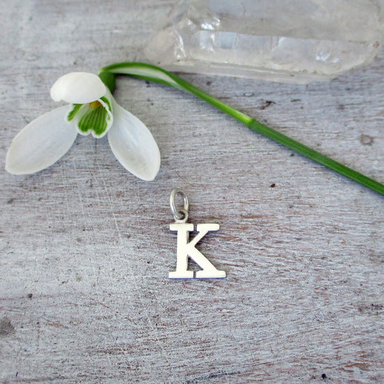 Capital Letter K Initial Charm in 14K Yellow, Rose or White Gold