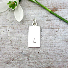 Load image into Gallery viewer, Sterling Silver Medium Rectangle Initial Charm - Luxe Design Jewellery
