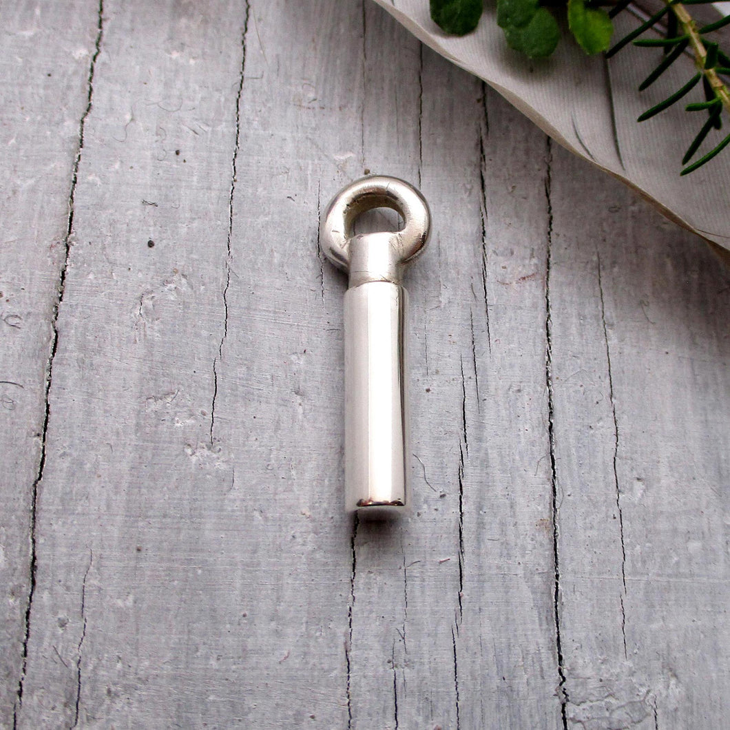 Small Cylinder Urn Pendant for Cremation Ashes in Sterling Silver - Luxe Design Jewellery
