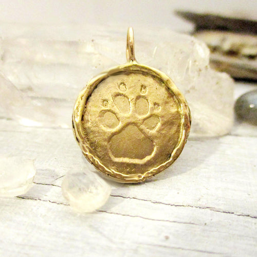 Your Dog's or Cat's Paw Print 16mm Edged Charm in Solid Gold - Luxe Design Jewellery