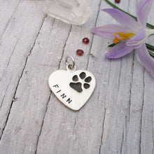 Load image into Gallery viewer, Your Dog&#39;s or Cat&#39;s Personalized Paw Print Heart Pendant - Luxe Design Jewellery
